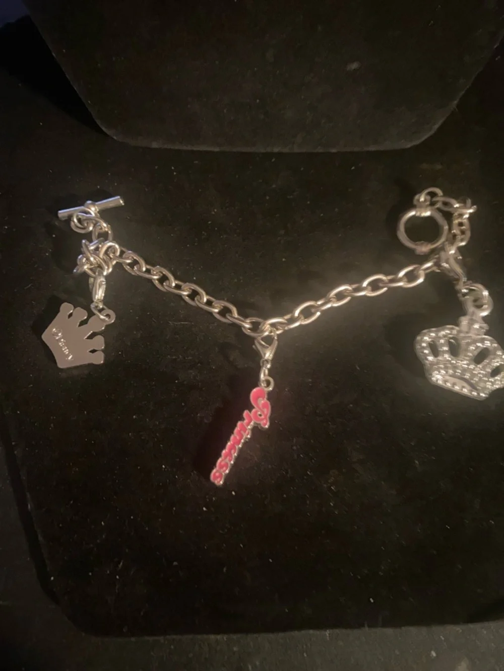 Kids Silver tone Disney Charm Bracelet with Pink 'Princess' Charm